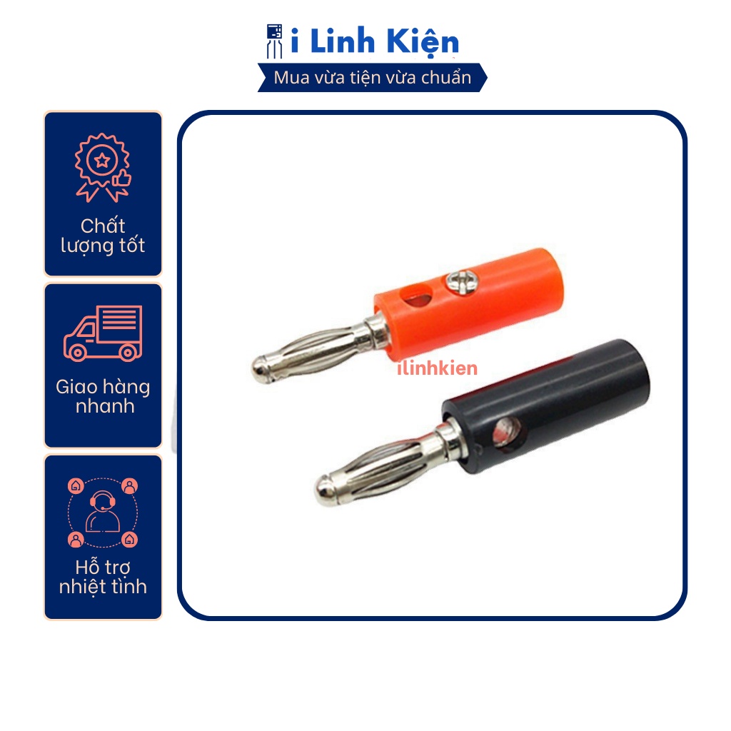 Đôi jack bắp chuối đực 4mm loại thường mạ bạc