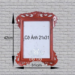 Khung thờ 21x31 treo tường trạm hoa lá gỗ hương