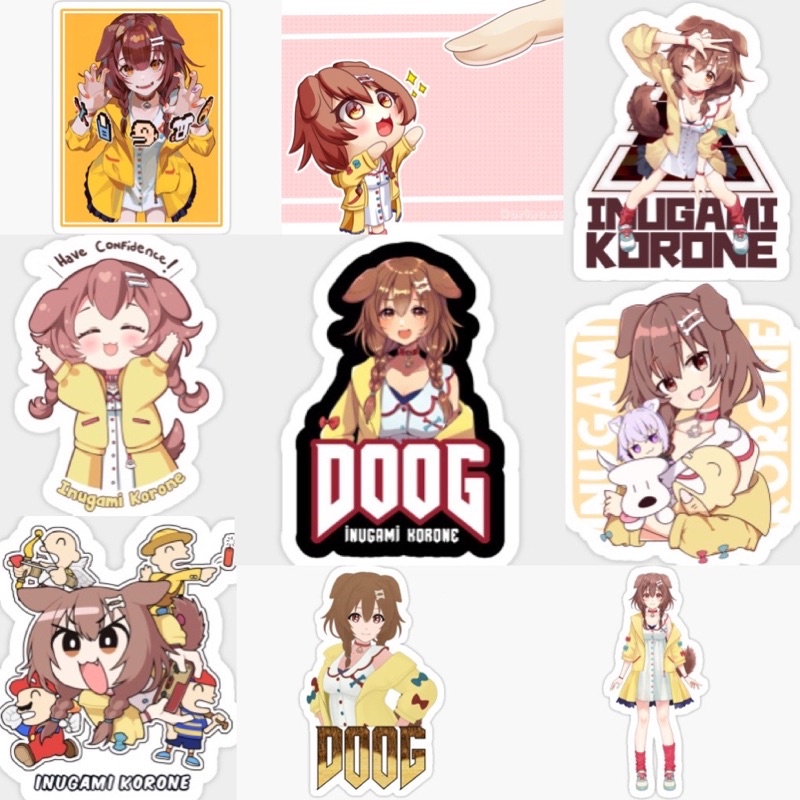 Ảnh dán Sticker Inugami Korone Hololive 30-60 cái ép lụa khác nhau / Hình dán Decal Vtuber Inugami Korone