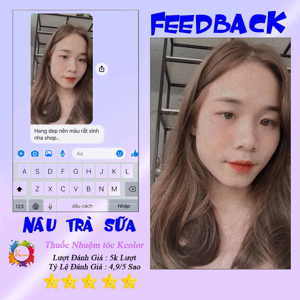 Thuốc nhuộm tóc màu Nâu Trà Sữa không tẩy sử dụng tại nhà nhiều thảo dược giá rẻ kcolor