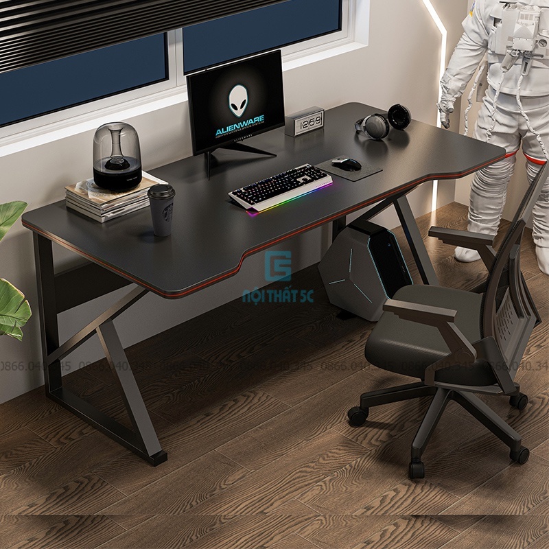Bàn gaming chân sắt chữ K Z U đầy đủ kích thước, bàn làm việc học tập thông minh lắp ráp dễ dàng mẫu mới nhất