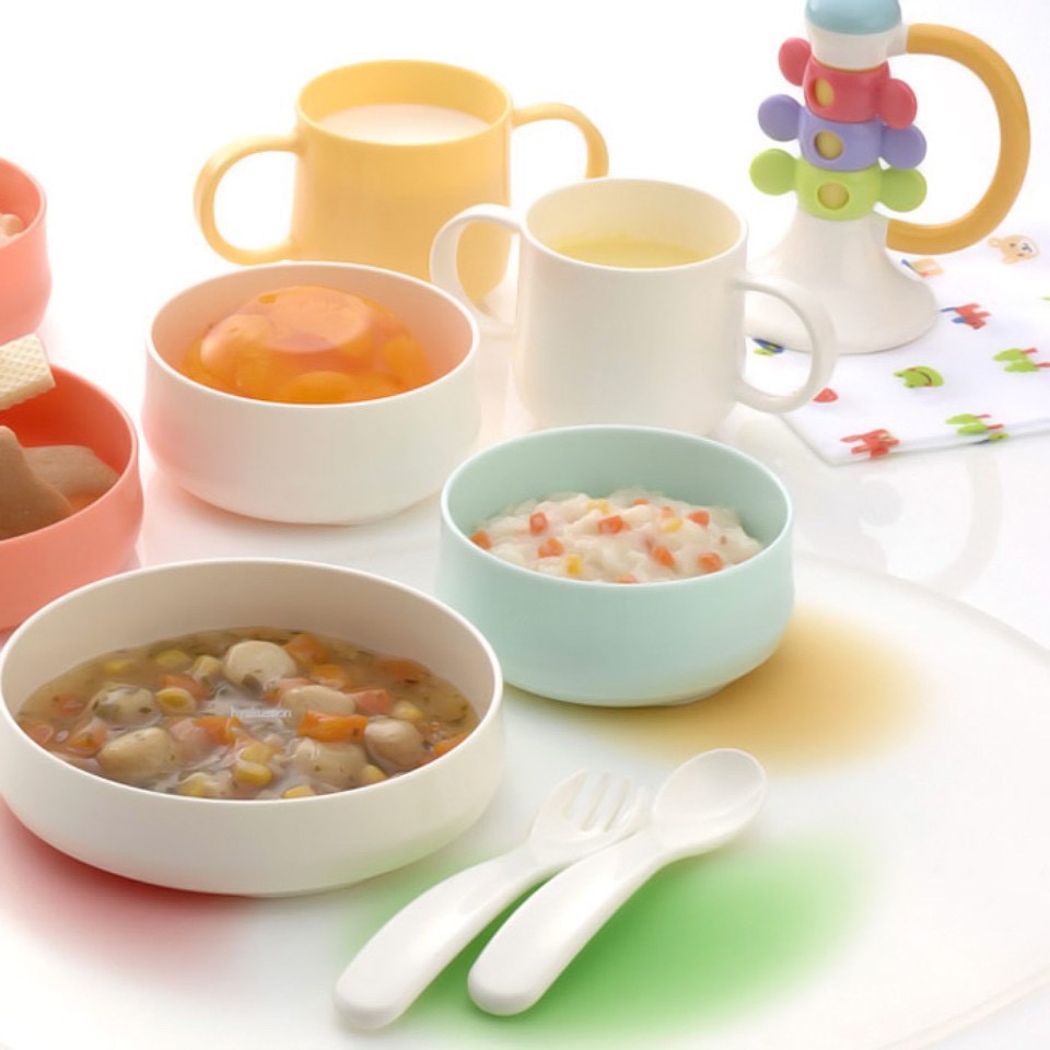 Set thìa dĩa (muỗng nĩa) ăn dặm kiểu Nhật nhựa cao cấp an toàn cao cấp Bunakids AD51
