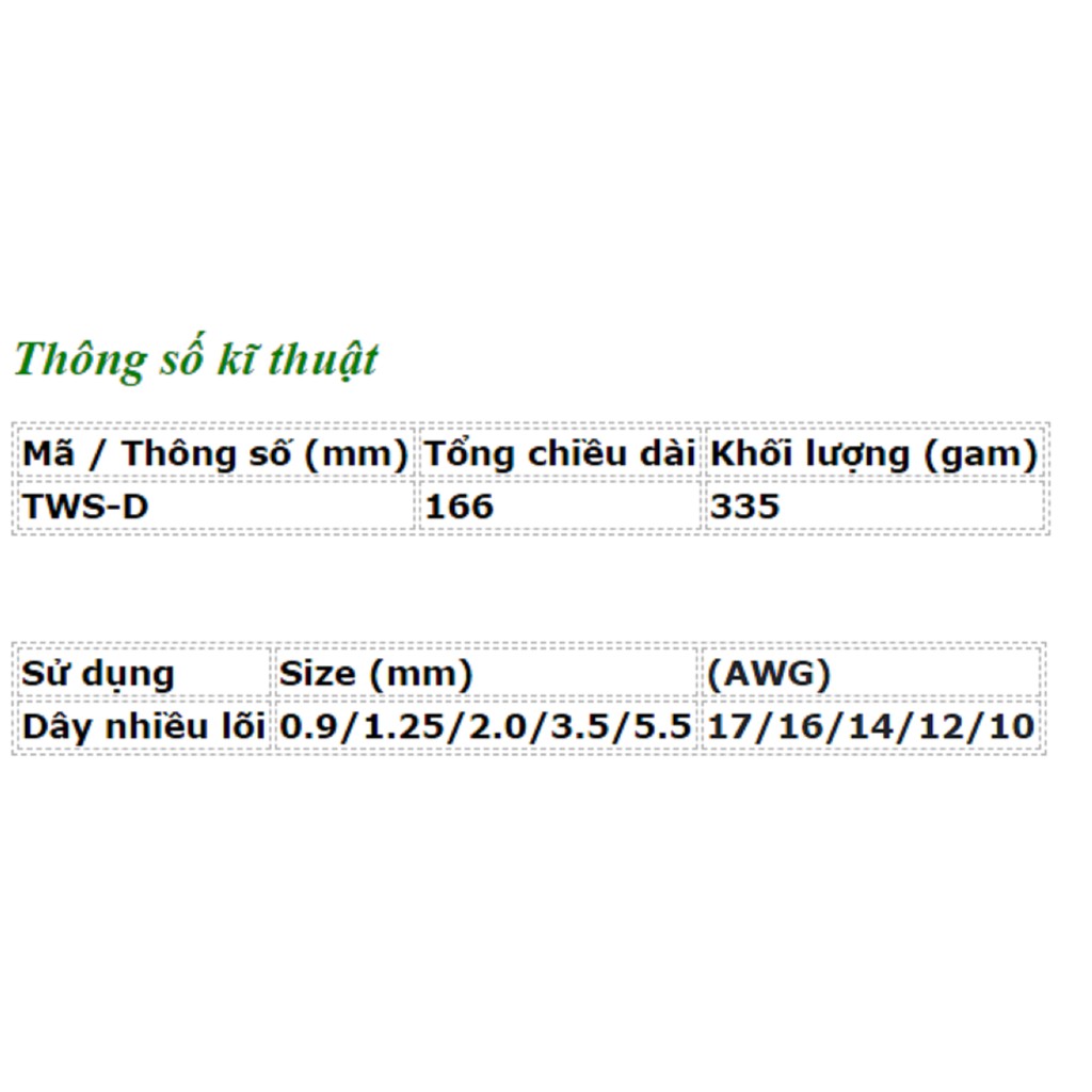 Dụng cụ tuốt dây nhiều lõi (mm: 0.9/1.25/2.0/3.5/5.5) TWS-D Tsunoda