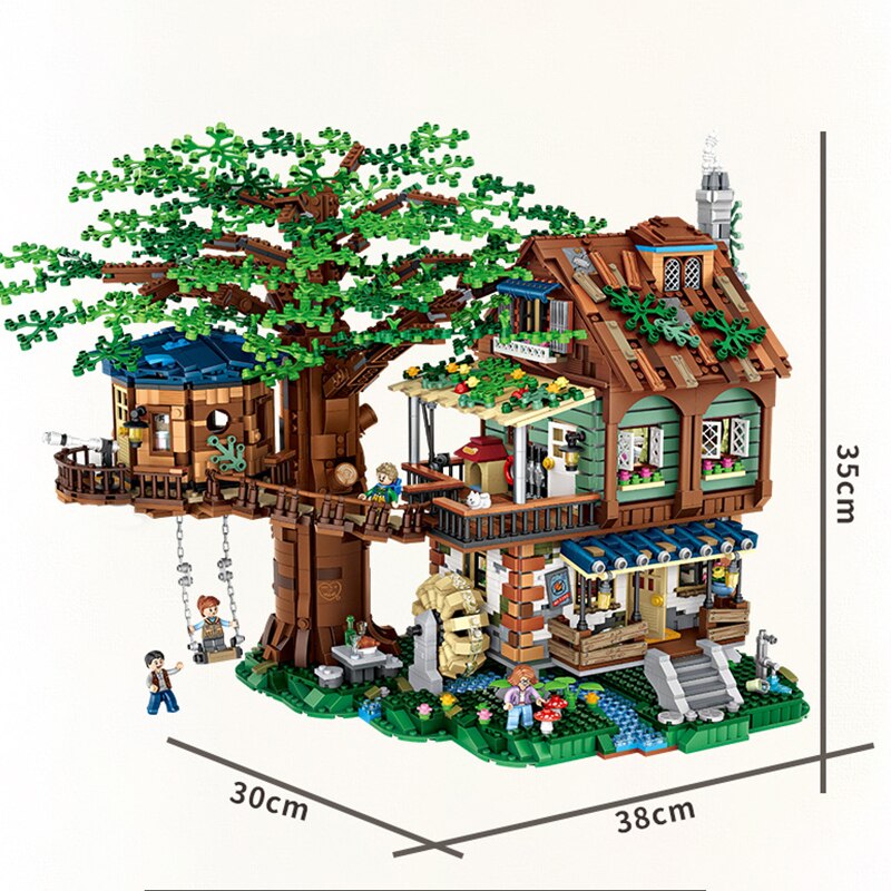 Lắp Ráp mô hình LOZ 1033 4761pcs mini DIY forest tree house with Figures nhà trên cây