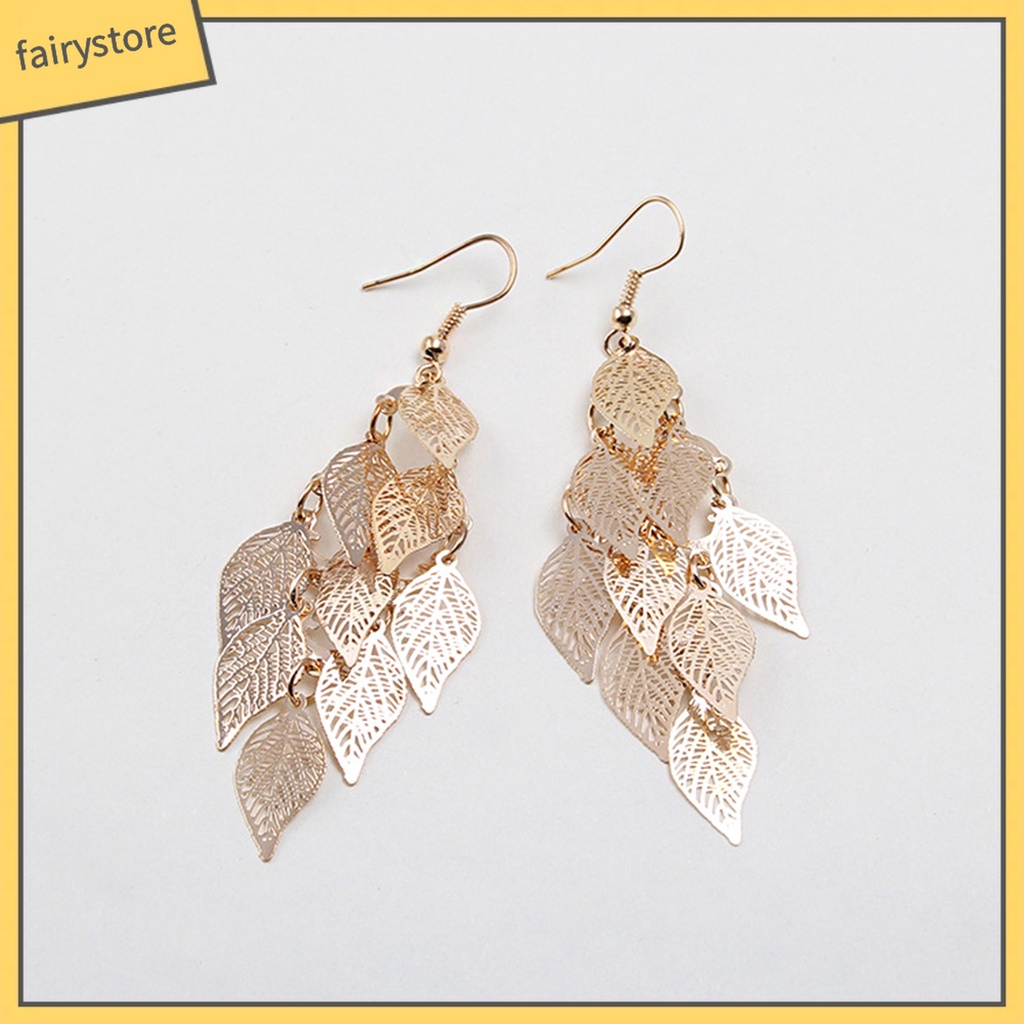 1 Đôi Bông Tai Hình Chiếc Lá Sáng Tạo Dành Cho Nữ