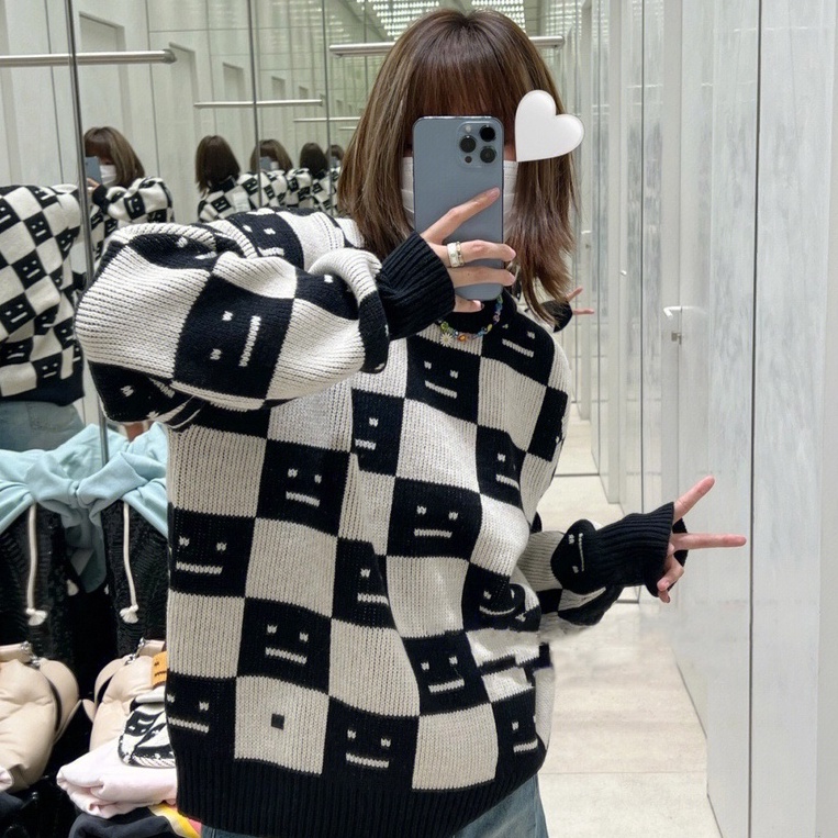 【ZHELIHANGFEI】Áo Len Tay Dài Form Rộng Họa Tiết Sọc Theo Phong Cách Preppy Dễ Phối Đồ