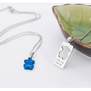 Dây chuyền căp đôi inox lồng gấu xanh-Trang sức cặp đôi