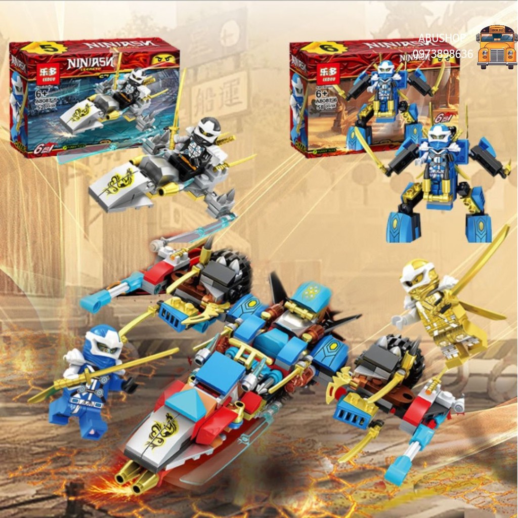 Lego NINJASN LECACYO bộ FullFREESHIPBộ lego lắp ráp ninja hợp khối ROBOT, Bộ đầy đủ 6 xe và hộp bé A69