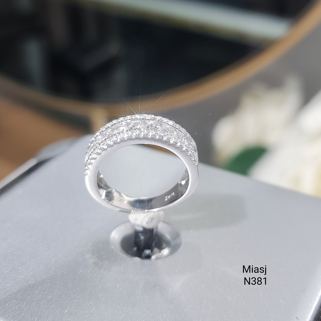 Nhẫn nữ bạc Ý S925 MiASJ thân dày dặn nạm đá cao cấp N381