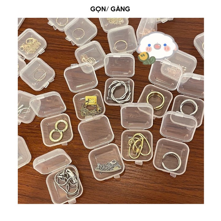 Hộp nhựa mini nắp bấm đựng khuyên tai phụ kiện các vật dụng nhỏ Gọn Gàng