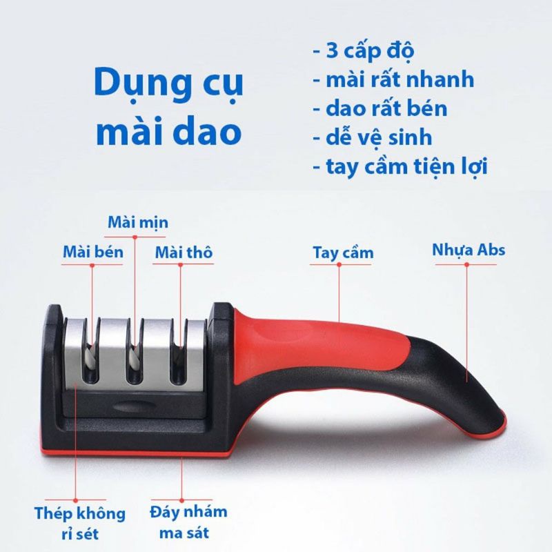Dụng cụ mài dao kéo 3 rãnh  có tay cầm tiện lợi