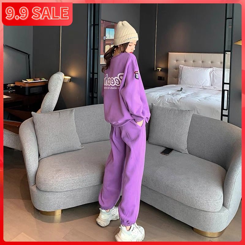 Set đồ thể thao dáng rộng in họa tiết thời trang xuân thu 2021 cho nữ