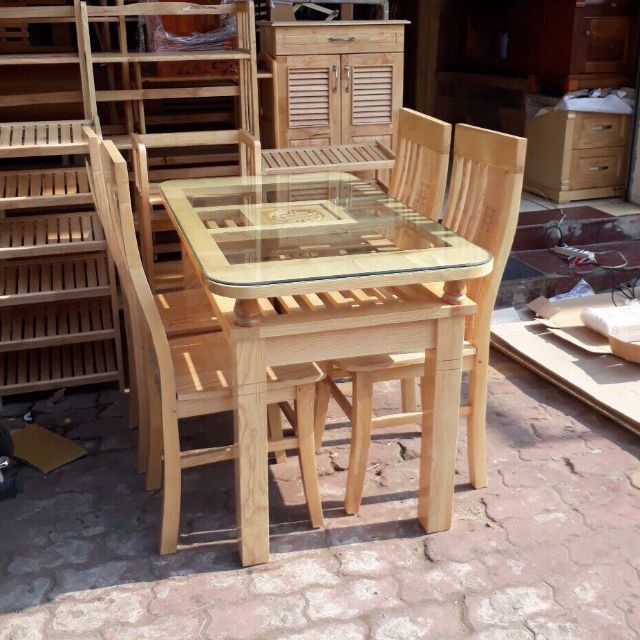 Bộ bàn ăn 1m2 gỗ sồi màu sáng