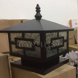 Đèn trụ cổng thân lá thép sơn tĩnh điện D25cm