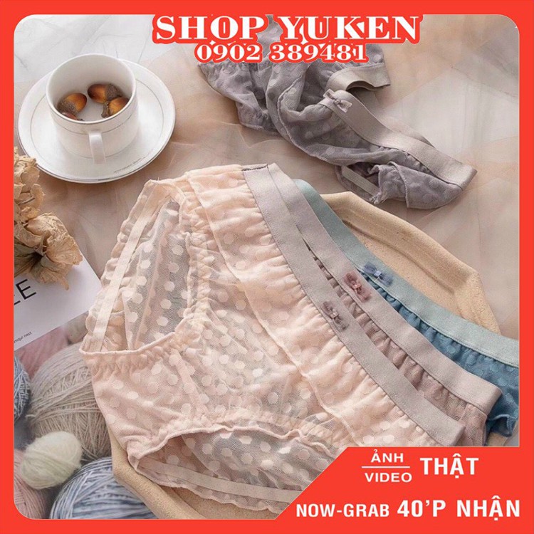 ♥️ Shop Uy Tín ♥️ Quần Lót nữ, Quần lót Ren Chấm Bi Phối Nơ Sexy