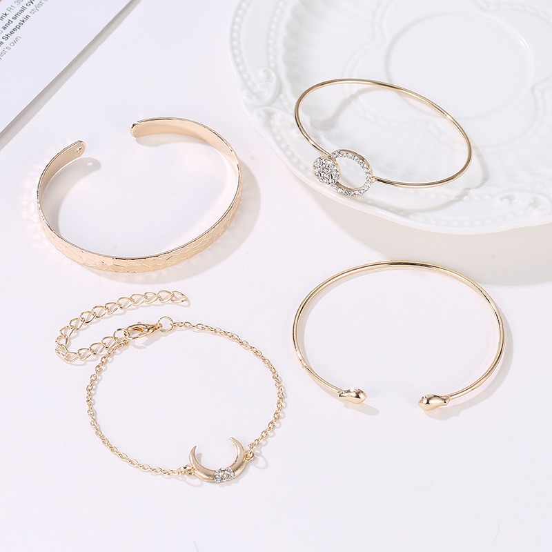 Set 4 Vòng Tay Hợp Kim Đính Đá Nhân Tạo Thời Trang Cho Nữ