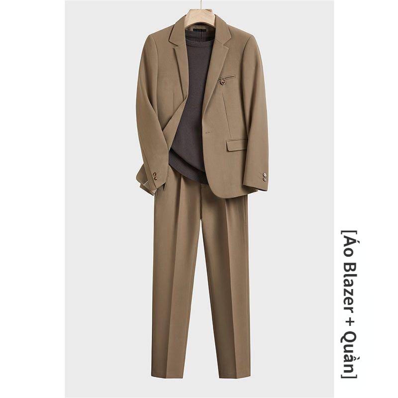 Set áo blazer nam và quần âu nam form dáng dễ phối đồ áo khoác nam dài tay 2 lớp thời trang cao cấp
