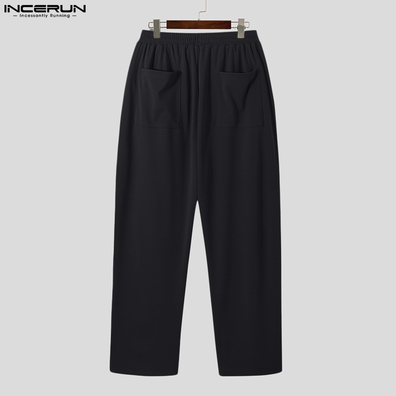 Quần baggy INCERUN ống rộng màu trơn đơn giản cho nam S-5XL