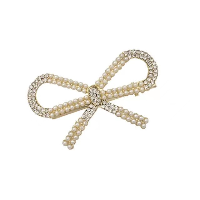 Kẹp tóc IF YOU đính đá và ngọc trai giả bằng hợp kim phong cách Hàn Quốc