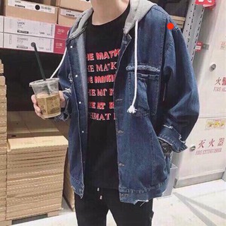 Áo khoác jeans có nón xám unisex