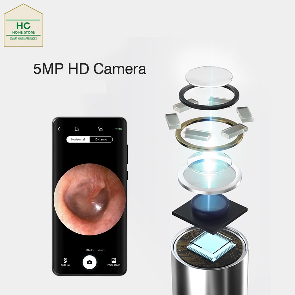 Máy lấy ráy tai camera thông minh  EARPICK không dây, Camera nội soi 3 trong 1 FHD 1080P, soi tai, mũi, họng, răng miệng