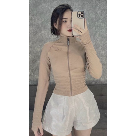 [36 - 65Kg] Áo Khoác Thể Thao Lửng Vải Thun Dệt Kim Form Ôm Body. Áo Khoác Nữ Croptop Hàng Nhập [Lửng Gym 23]