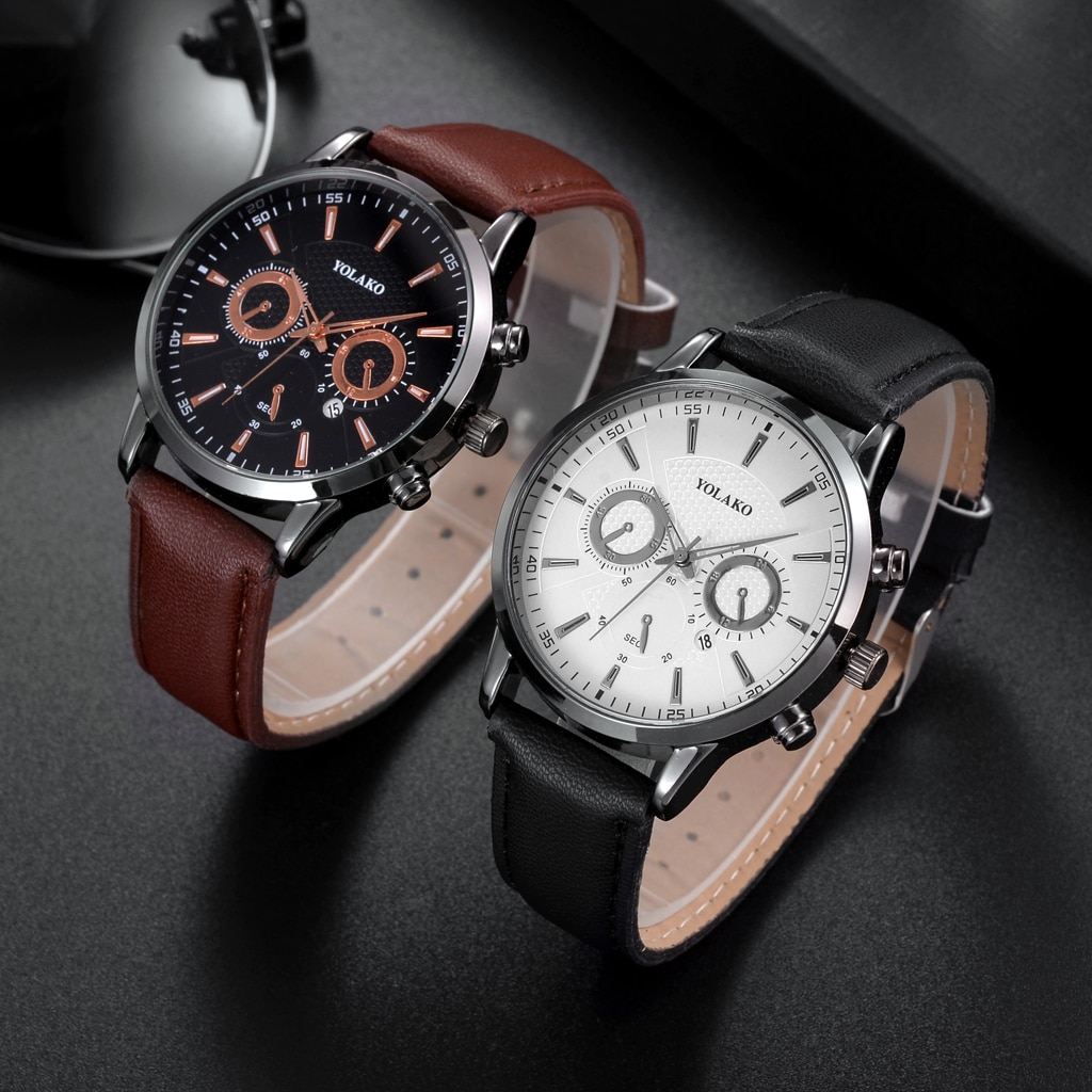 Luxury Men Business Watch Casual Leather Strap Quartz Wristwatches Male Clock