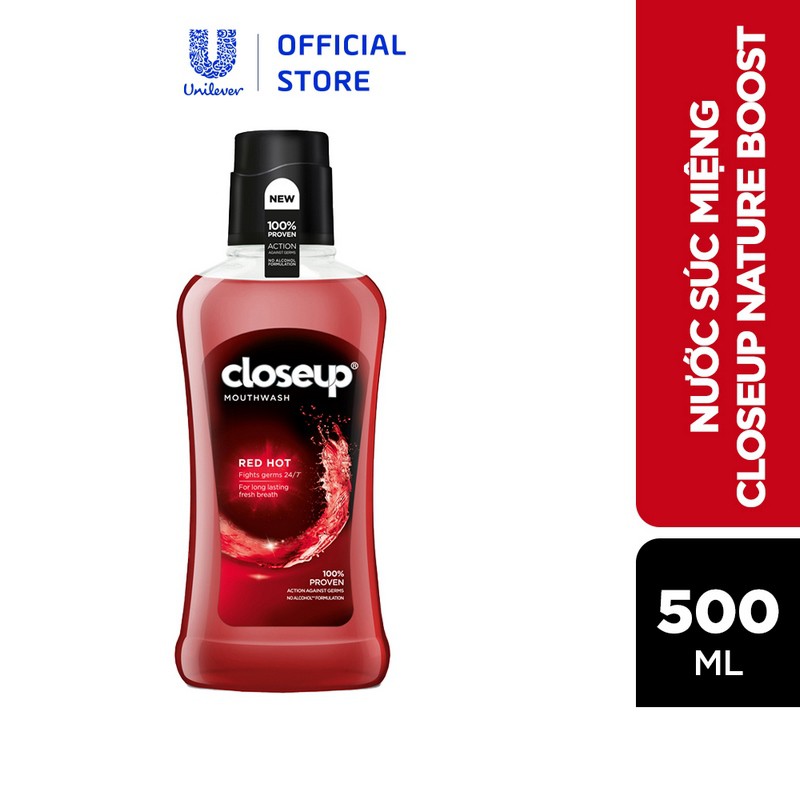 Bộ sản phẩm chăm sóc răng miệng: Nước súc miệng Closeup Red Hot 500ml và Son thỏi dưỡng môi Vaseline hồng xinh 4.8g