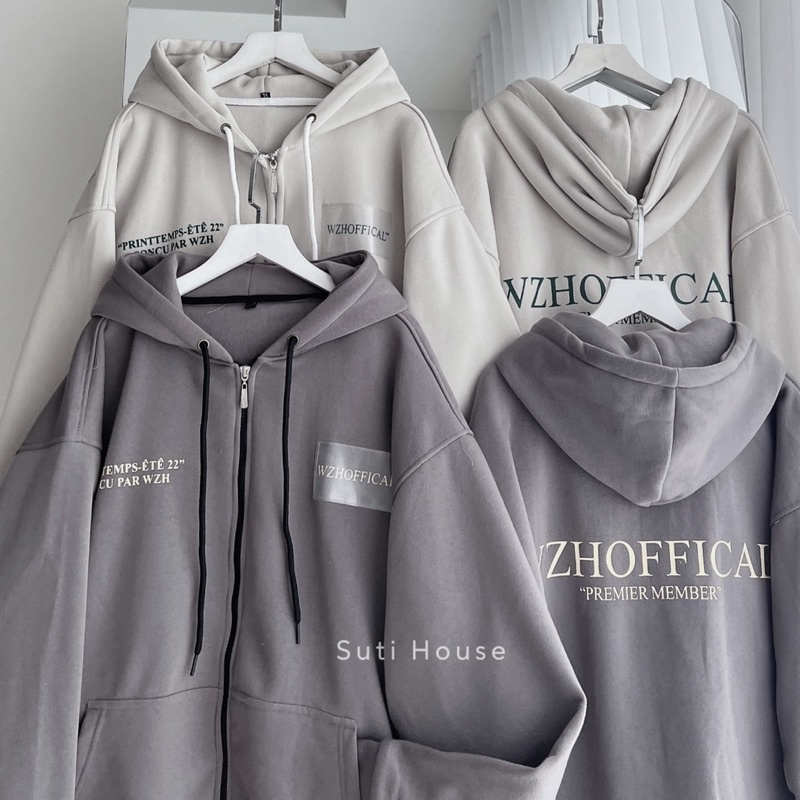 [ẢNH THẬT] Áo Hoodie Zip WZHOFFICAL 2 Màu Tan Ghi Và Xám Chì Form Rộng Unisex Nam Nữ - Suti House | BigBuy360 - bigbuy360.vn