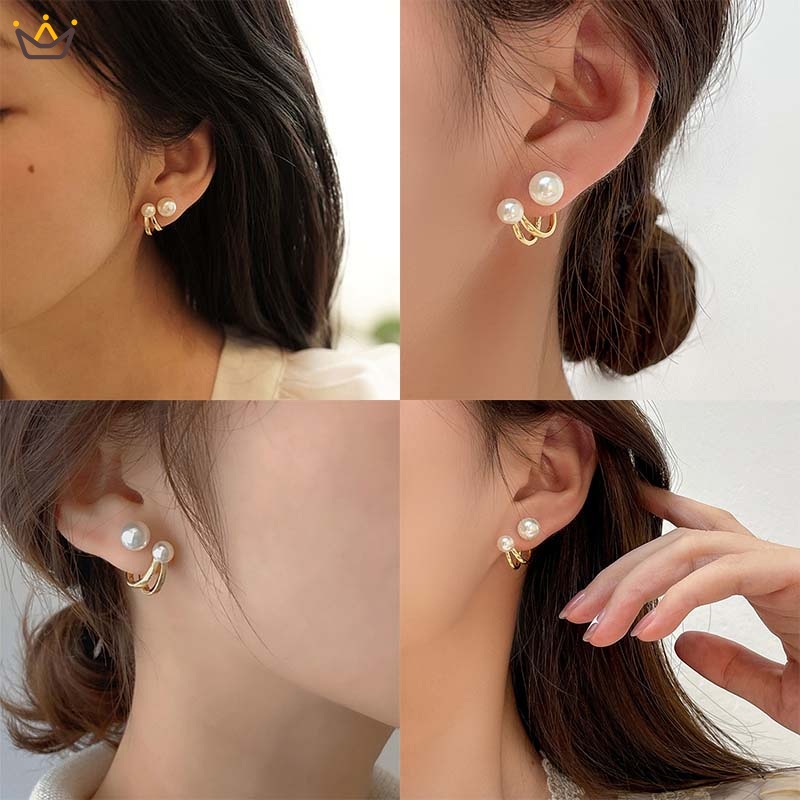 Khuyên Tai Mạ Bạc 925 Đính Ngọc Trai Nhân Tạo Thời Trang