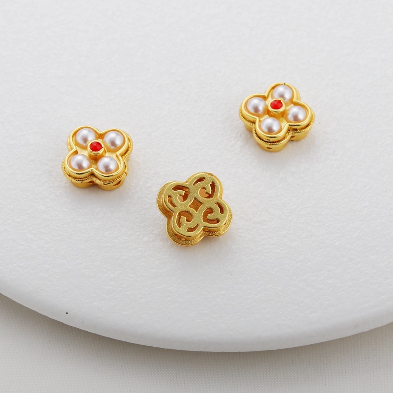 Hạt Xâu Chuỗi Rỗng Bằng Zircon 14mm Màu Vàng 18k Dùng Làm Trang Sức DIY