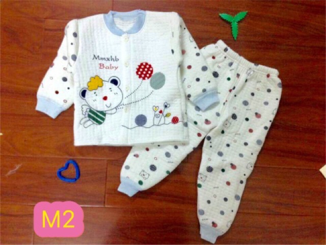 NEW- Bộ trần bông dài tay cho bé sơ sinh 7-18kg