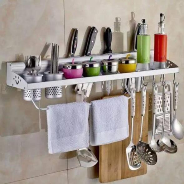 Kệ để đồ đa năng nhà bếp Kailang hợp kim nhôm đa năng tiên dụng có móc treo khăn