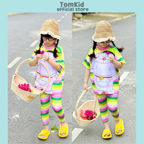 Đồ bộ cho bé gái đồ dài cho bé gái tay ngắn áo cánh dơi cotton chính phẩm loại 1 co giãn không nhão vải 8-23kg Tomkids