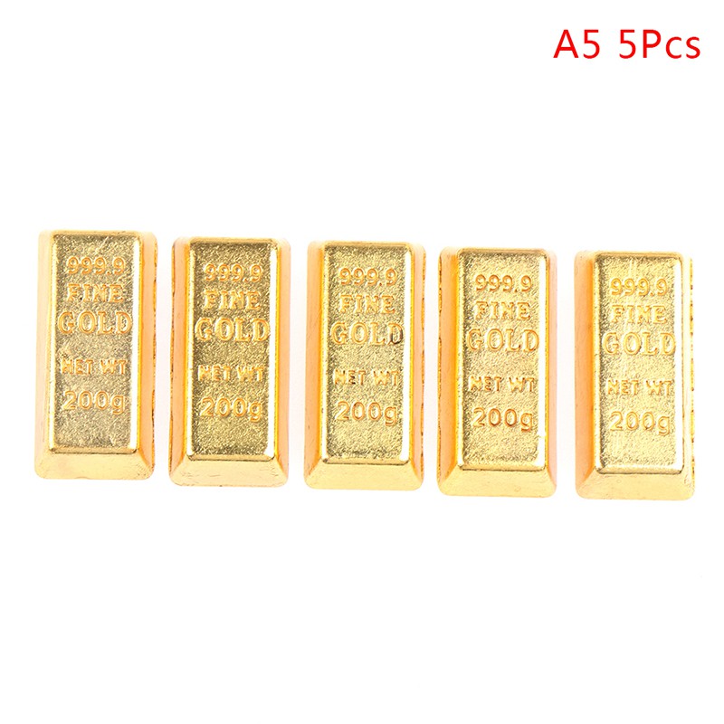 Set 5/10 mô hình thỏi vàng trang trí nhà búp bê tỉ lệ 1:12