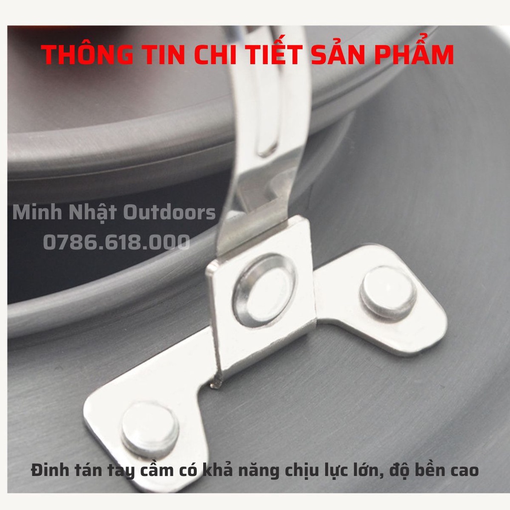 Âm đun nước du lịch dã ngoại bằng hợp kim nhôm cao cấp dẫn nhiệt tốt, chống mài mòn, dễ dàng vệ sinh, gọn nhẹ đi leo núi