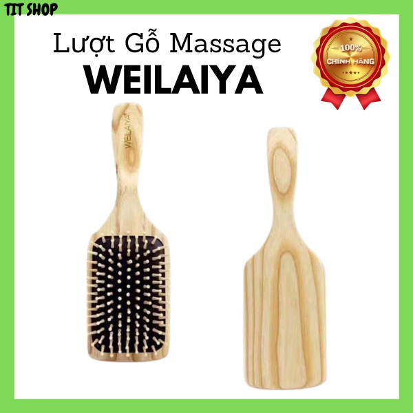 Lược gỗ massage da đầu Weilaiya giúp tuần hoàn máu, Giúp giảm rụng, kích mọc tóc