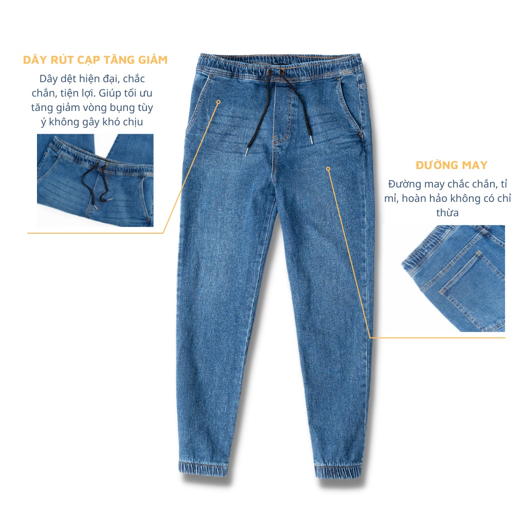 Quần Jogger Jean Nam H90 Jogger Nam Dáng Ôm SLimfit Bo Gấu Chất Bò Co Giãn Cao Cấp Thoải Mái Vận Động TRJ007
