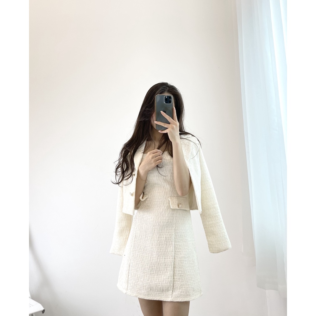 (FREESHIP) Set váy dạ 2 dây kèm áo blazer hàng quảng châu Miho house | BigBuy360 - bigbuy360.vn
