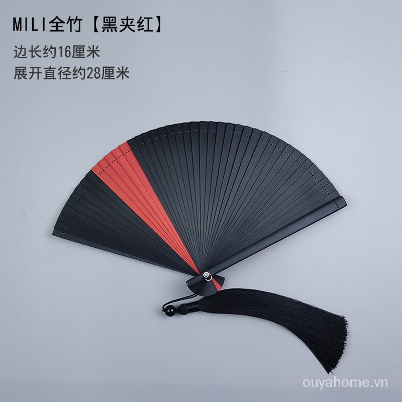 Quạt tre xếp mini phong cách Trung Hoa cổ điển nhiều màu tùy chọn thời trang PBh9