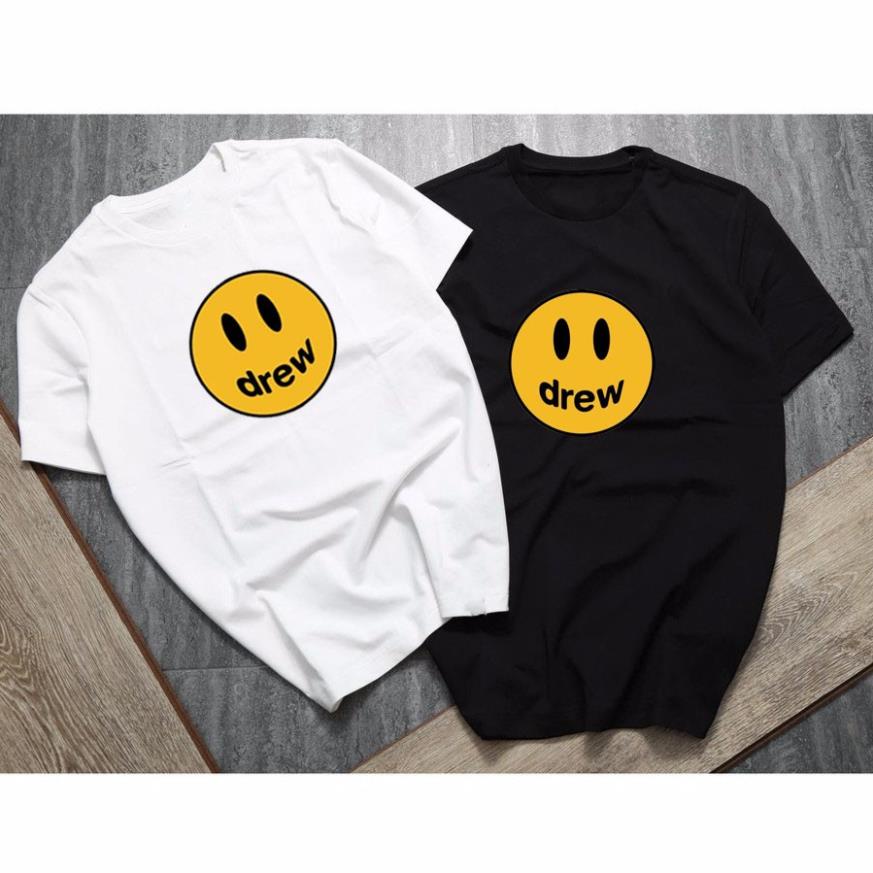 Áo thun unisex in logo mặt cười, chất liệu vải cotton co giãn tốt dew