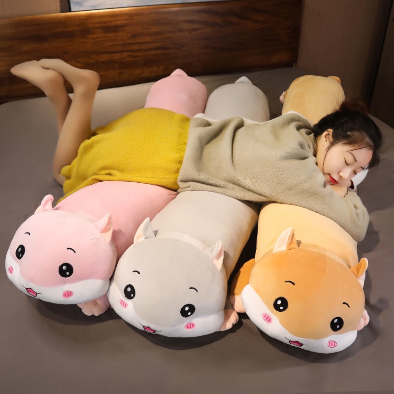 Gối Ôm Dài Hình Chuột hamster Bằng Nhung Dễ Thương Xinh Xắn