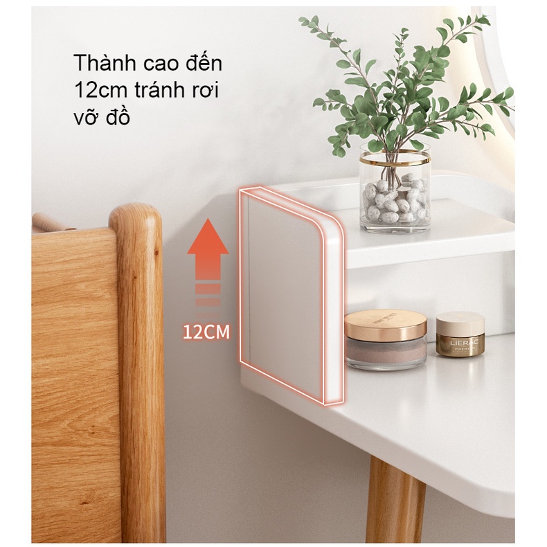 Bàn trang điểm phong cách Bắc Âu tích hợp đèn LED cảm ứng thông minh, bàn phấn thiết kế hiện đại có hộc tủ