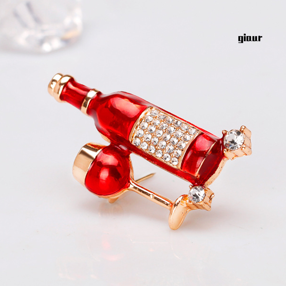 Ghim Cài Áo Hình Chai Rượu Đính Đá Nhân Tạo Thời Trang Cho Nữ