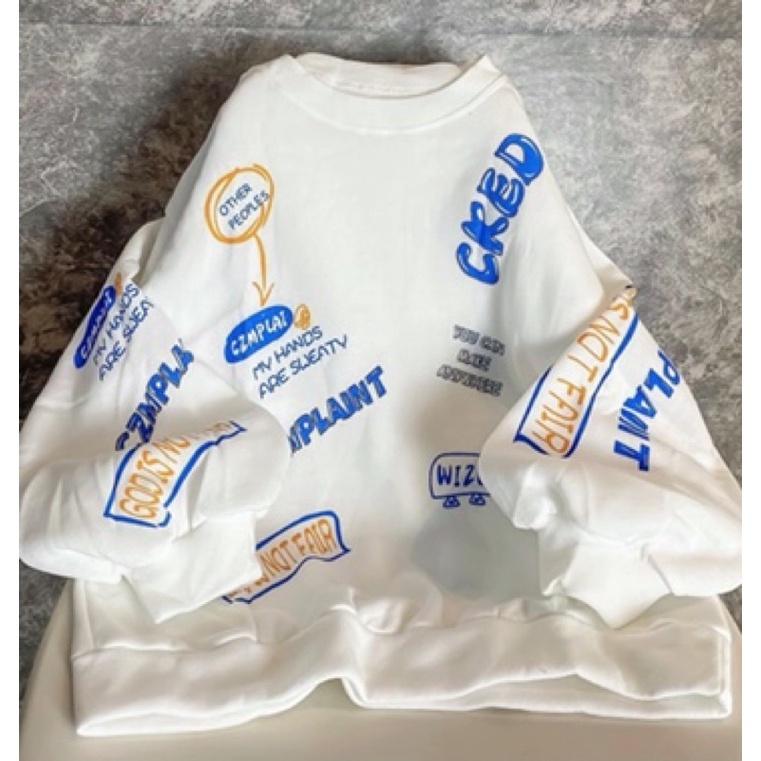 Áo Sweater Nỉ In Hoạ Hoạ Tiết Toàn Thân Mẫu Mới Hot Hit, Áo Nỉ Thụng Tay Phồng (Hàng Có Sẵn , Ảnh Thật)