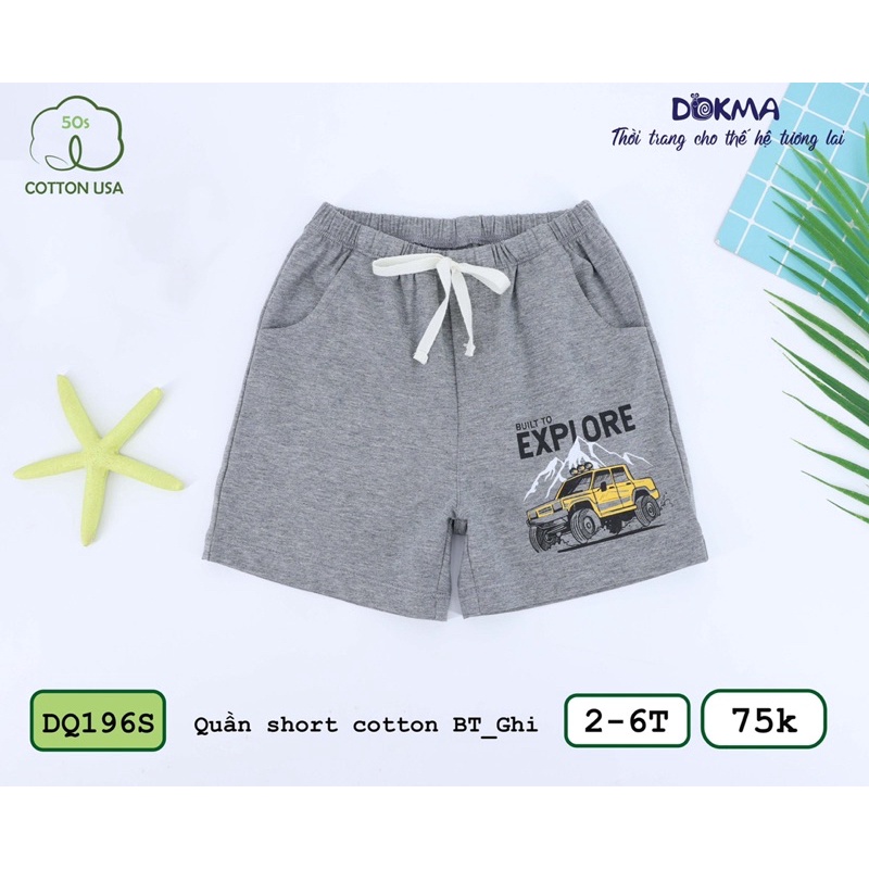 Quần short cotton dokma bé trai từ 2 -6 tuổi