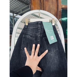 Jeans dài lưng cao co giãn rách 1line