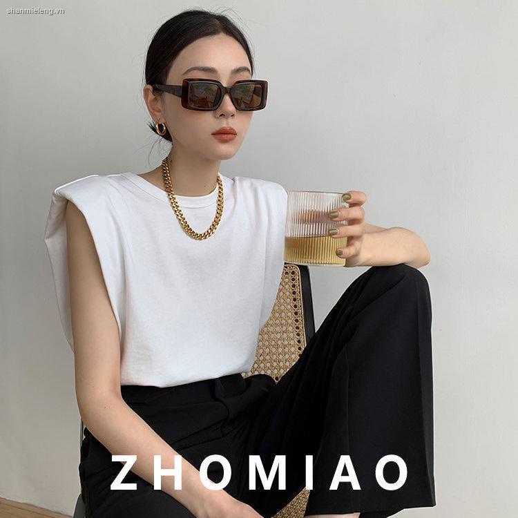 Áo Thun Sát Nách Có Đệm Ngực Màu Đen Thời Trang Mùa Hè Cho Nữ