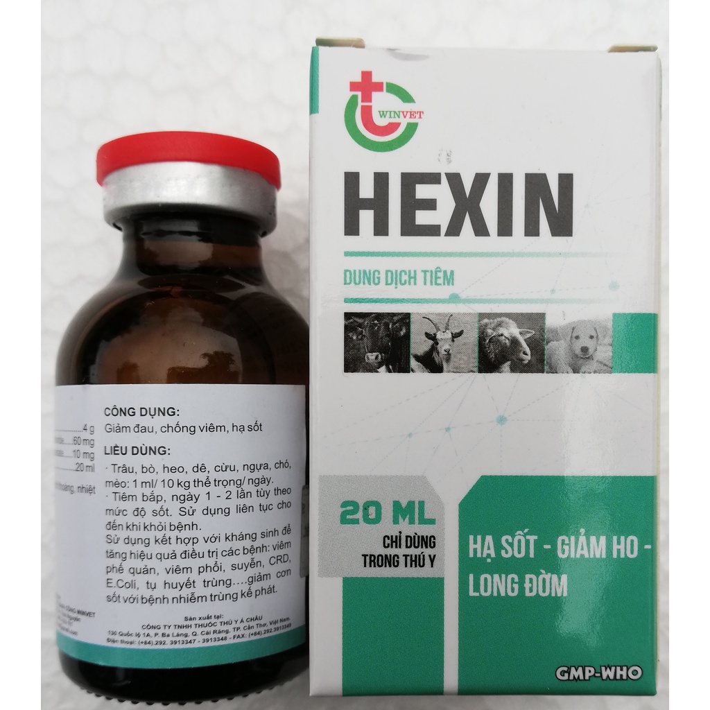 1 lọ HEXIN 20ml Long đờm, thông phế quản, giảm ho, kháng viêm dùng tốt cho gia súc, gia cầm, chó mèo, gà chọi, chim