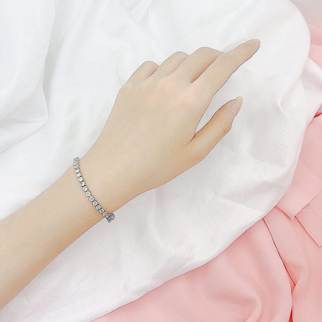 Lắc Tay Titan Đính Đá Vuông Màu Silver Thời Trang